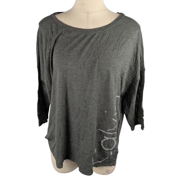 Calvin Klein Performance Womens Plus‎ Printed Logo Pullover Top Gray Size 1X - Picture 1 of 3